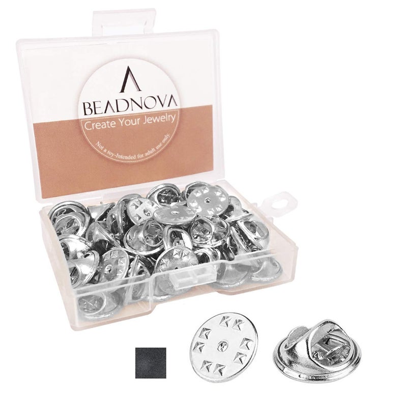 BEADNOVA 50PCS Butterfly Clutch Metal Pin Backs Pin Backings for Lapel Clips (Silver, 50 pcs) - Image 1